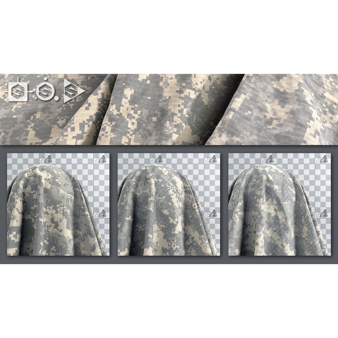 US Army UCP Camo Texture – Authentic Ripstop & Twill Fabric 3D Model - View 16