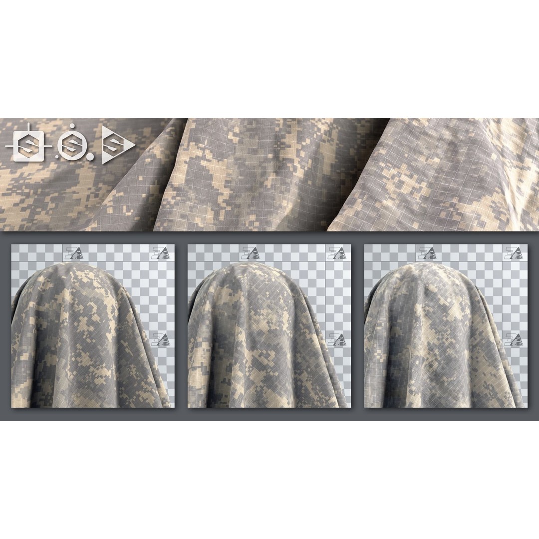 US Army UCP Camo Texture – Authentic Ripstop & Twill Fabric 3D Model - View 17