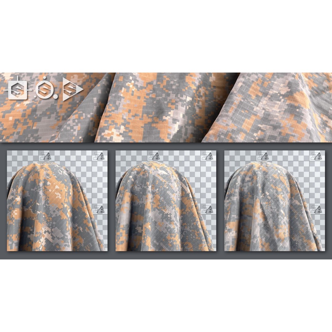 US Army UCP Camo Texture – Authentic Ripstop & Twill Fabric 3D Model - View 18
