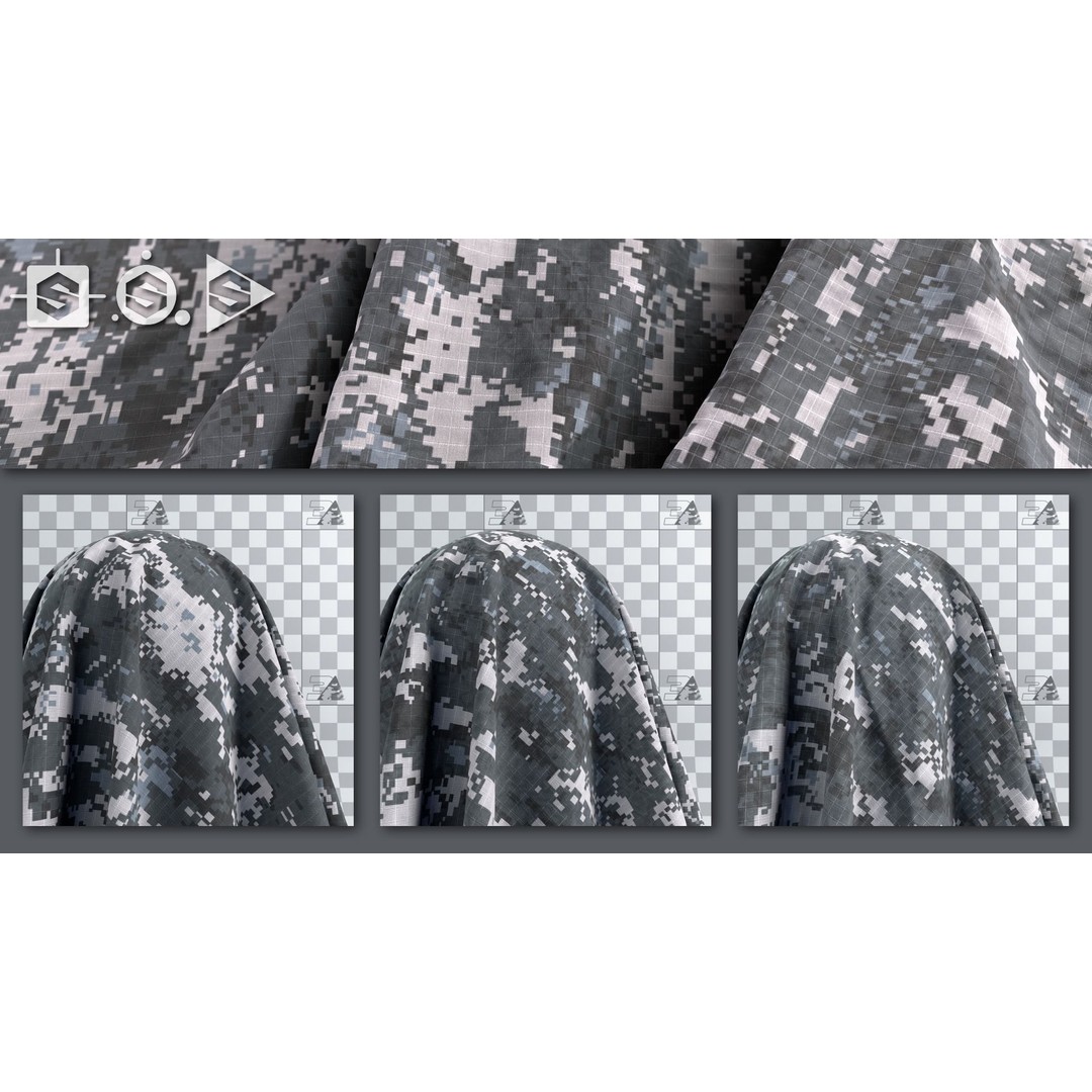 US Army UCP Camo Texture – Authentic Ripstop & Twill Fabric 3D Model - View 19