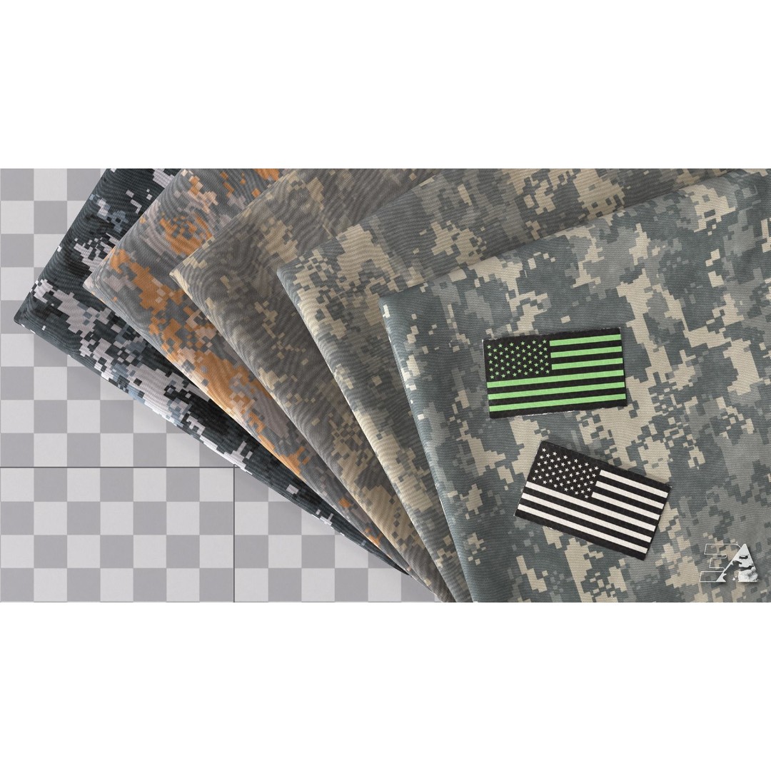 US Army UCP Camo Texture – Authentic Ripstop & Twill Fabric 3D Model - View 3