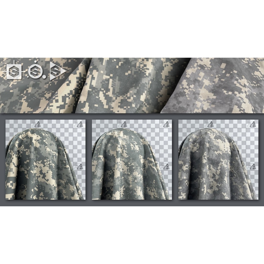US Army UCP Camo Texture – Authentic Ripstop & Twill Fabric 3D Model - View 5