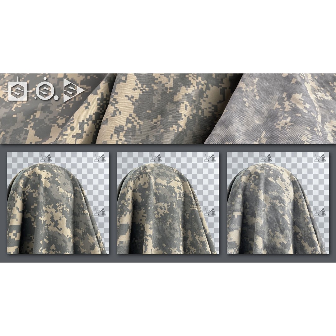 US Army UCP Camo Texture – Authentic Ripstop & Twill Fabric 3D Model - View 6
