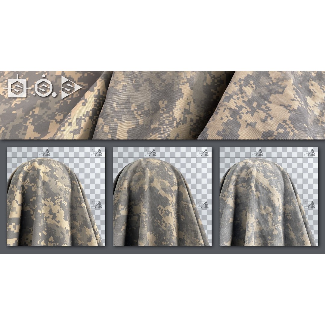 US Army UCP Camo Texture – Authentic Ripstop & Twill Fabric 3D Model - View 7