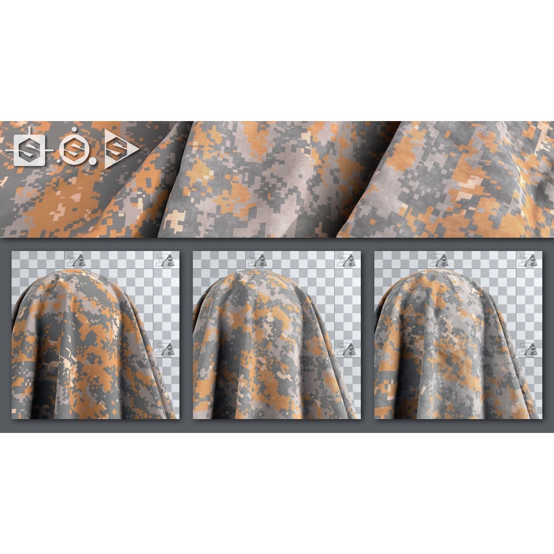 US Army UCP Camo Texture – Authentic Ripstop & Twill Fabric 3D Model - View 8