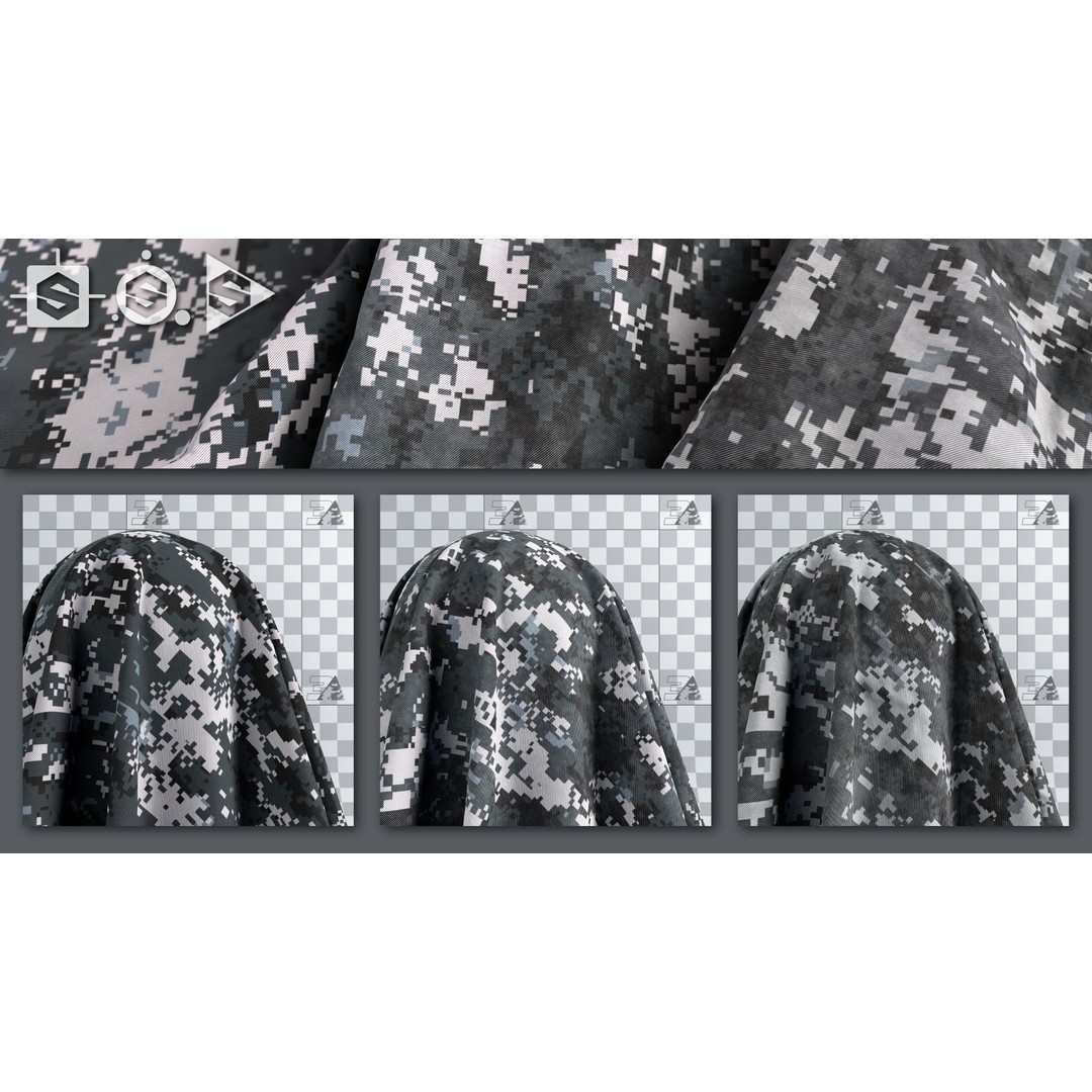 US Army UCP Camo Texture – Authentic Ripstop & Twill Fabric 3D Model - View 9