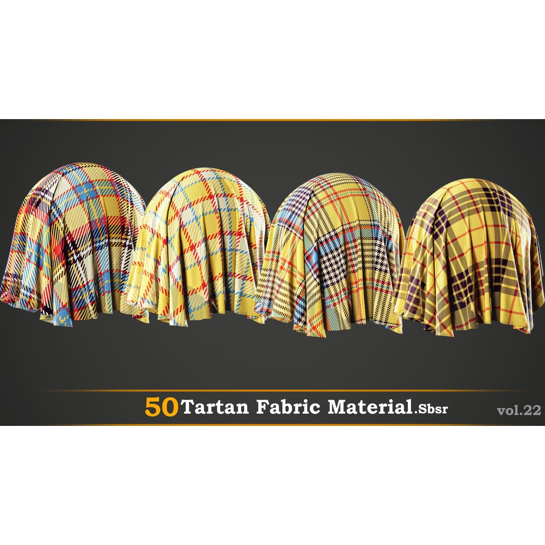 Tartan Fabric Material 3D Model – High-Detail Customizable Textures, SBSAR - View 5