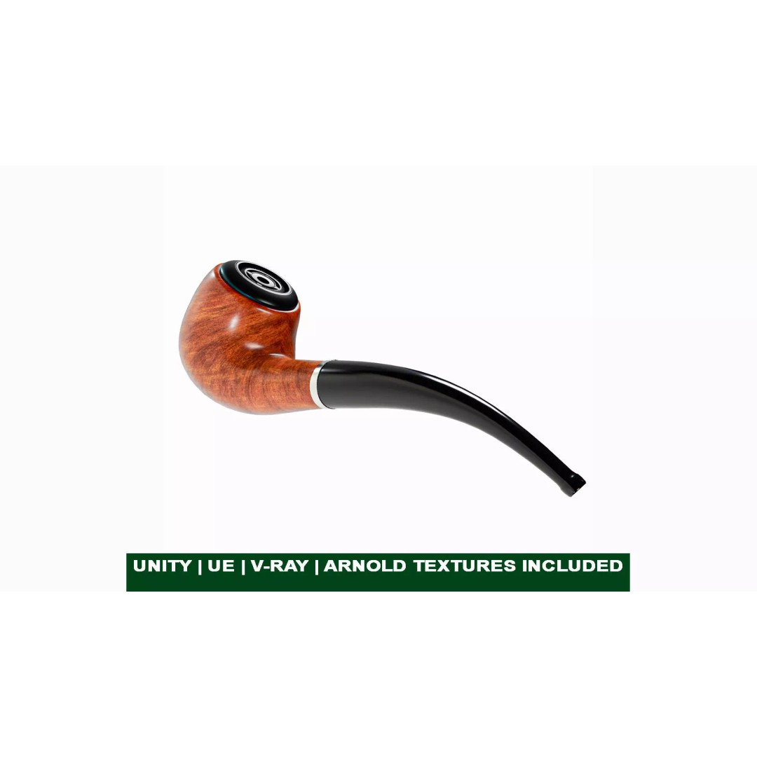 Smoking Pipe 3D Model – Low Poly PBR Asset for Unity and Unreal - View 2