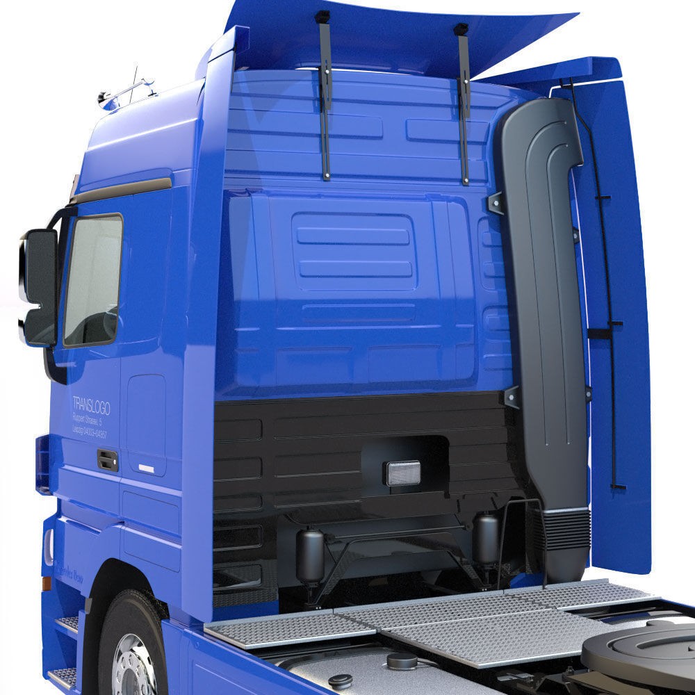 Mercedes Actros 3D Model – High Poly Truck with Dumper Trailer, FBX - View 17
