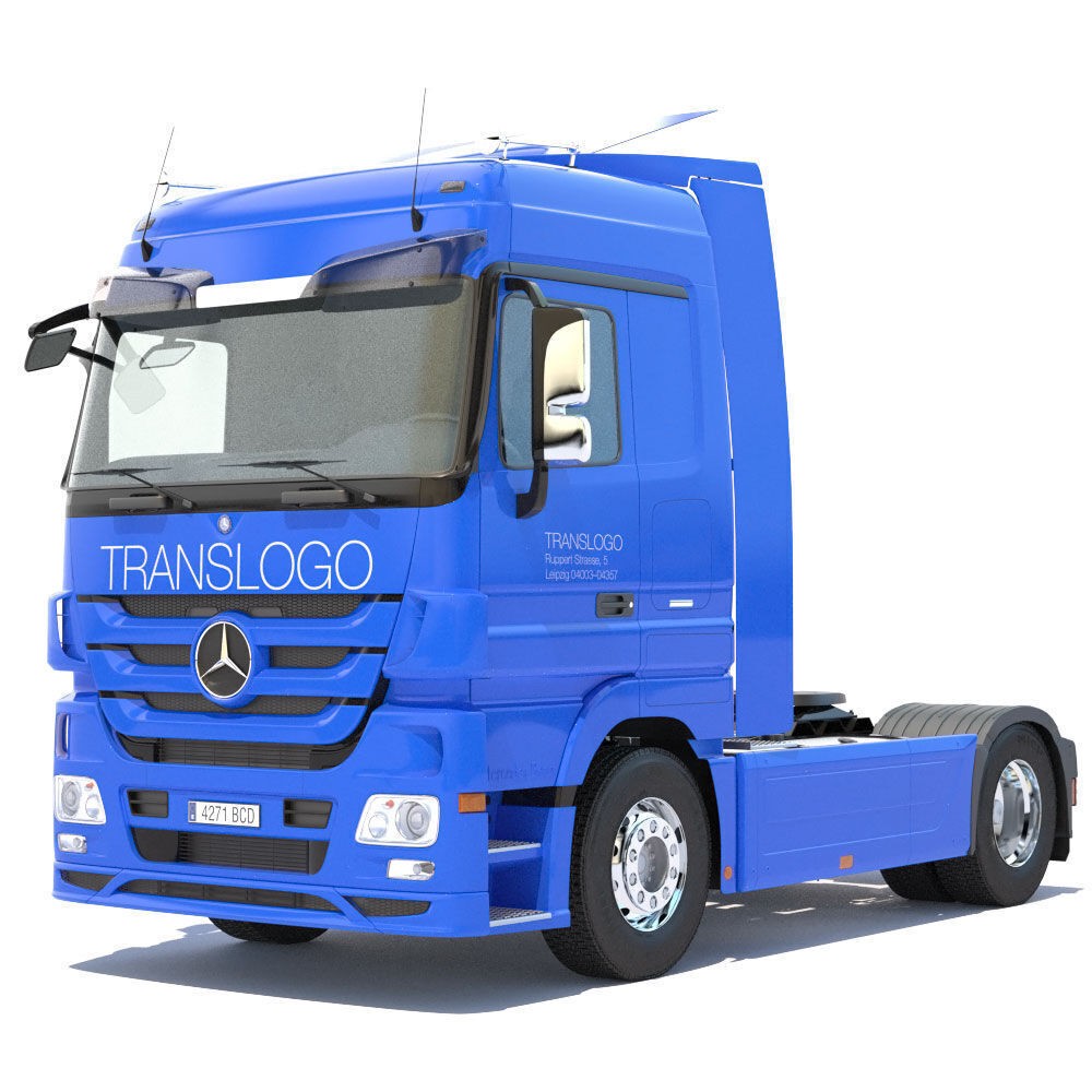 Mercedes Actros 3D Model – High Poly Truck with Dumper Trailer, FBX - View 9