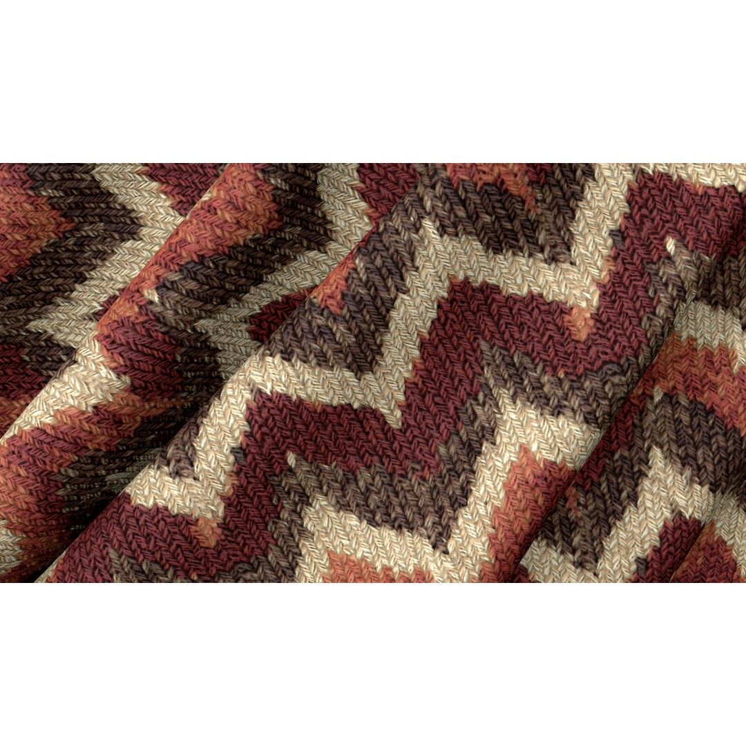 Nordic Rug 3D Model – Rustic Textile PBR Texture, 4K Seamless PNG