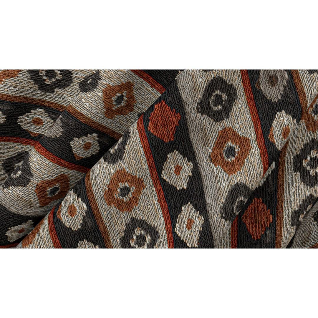 Nordic Rug 3D Model – Rustic Textile PBR Texture, 4K Seamless PNG - View 5