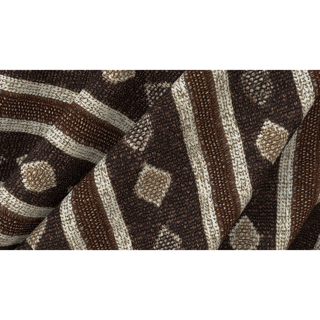 Nordic Rug 3D Model – Rustic Textile PBR Texture, 4K Seamless PNG - View 7