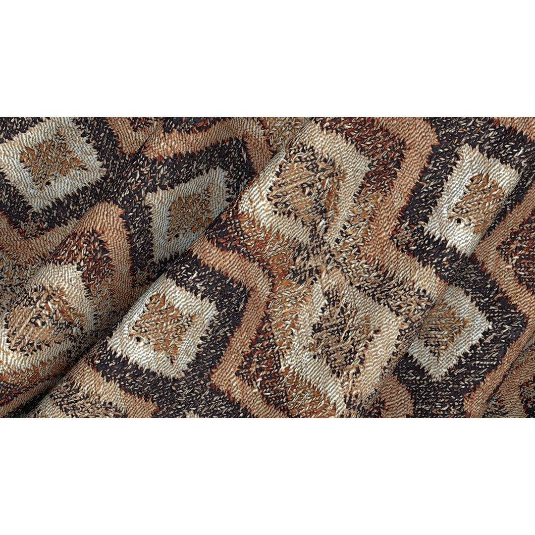 Nordic Rug 3D Model – Rustic Textile PBR Texture, 4K Seamless PNG - View 9