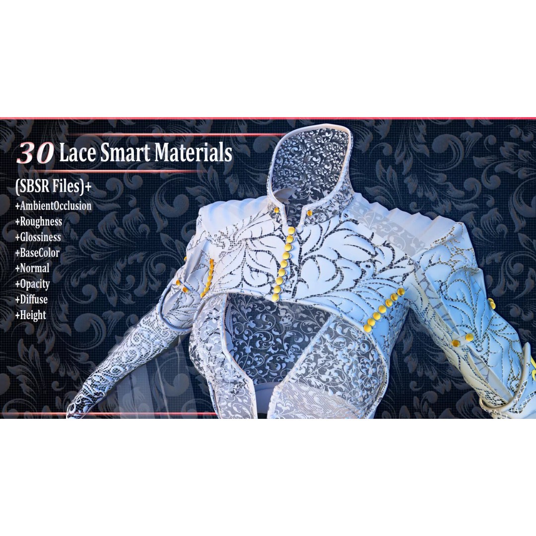30 Lace and Guipure Materials 3D Model – Procedural Textures, SBSAR - View 2