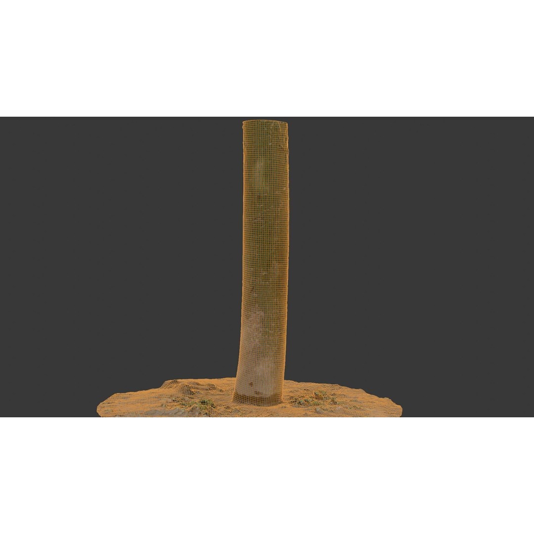 Green Tree Trunk 3D Model – Low Poly, PBR Textures, Game Ready - View 4