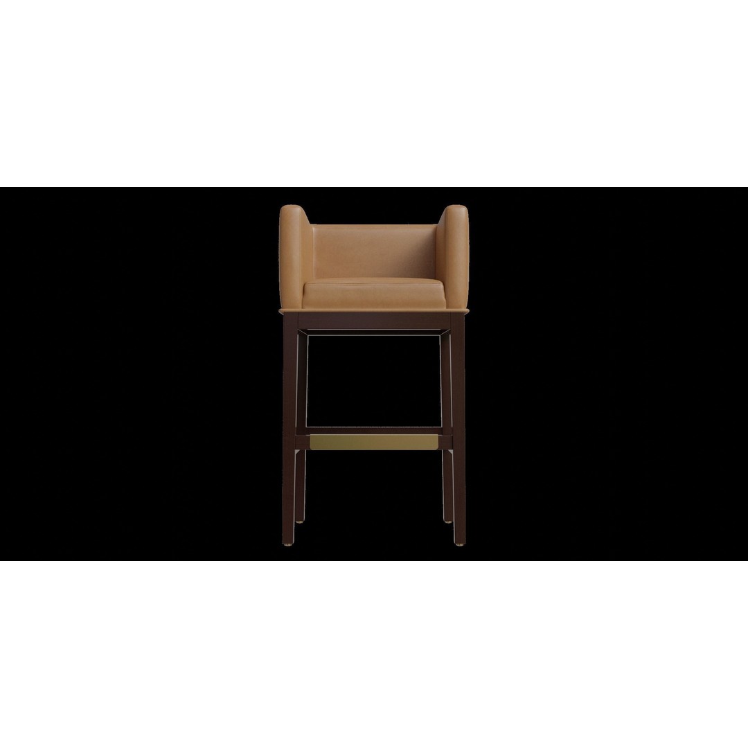 Beech Wood Barstool 3D Model – Mid Century Modern Design, PBR Textures - View 3