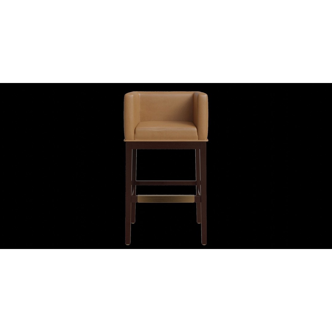 Beech Wood Barstool 3D Model – Mid Century Modern Design, PBR Textures - View 4