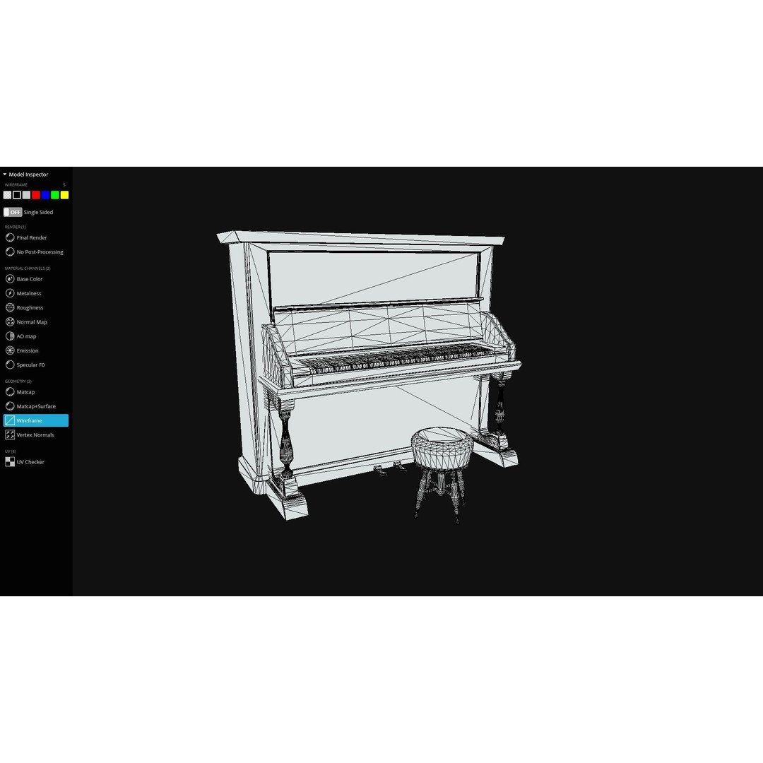Western Piano 3D Model – Low Poly Game Ready Asset, FBX, Blender