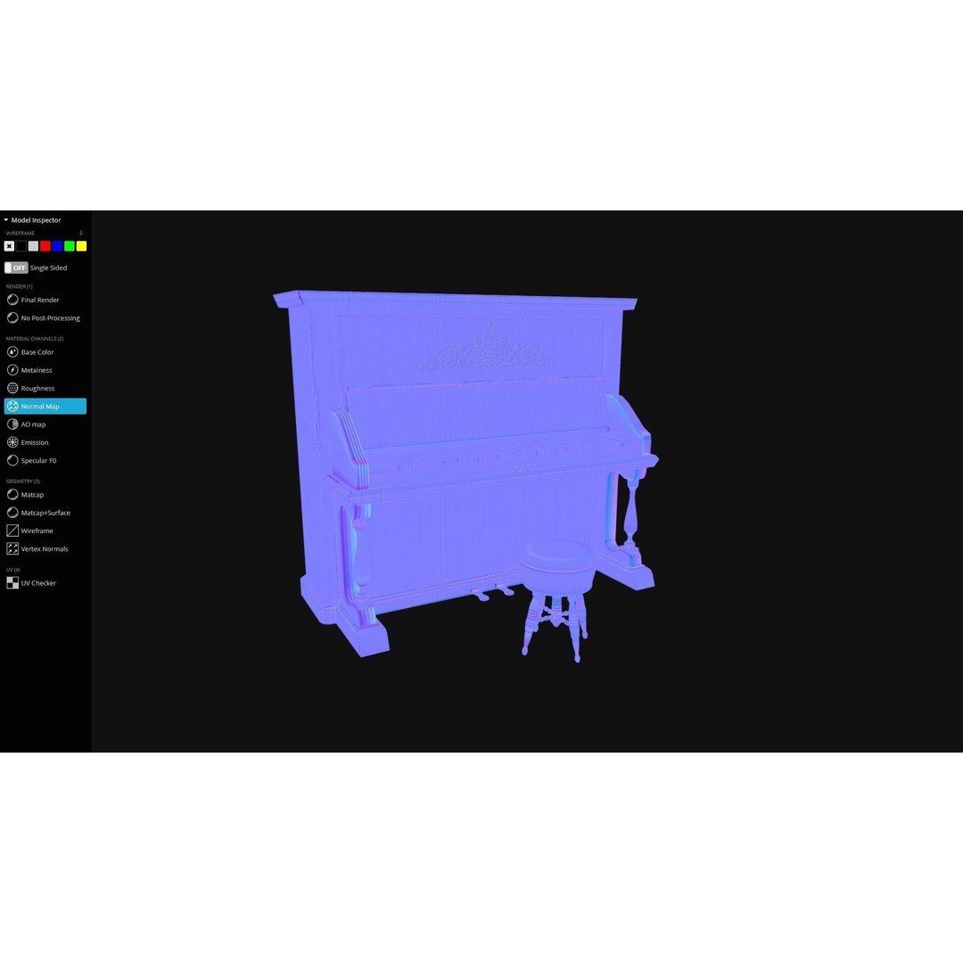 Western Piano 3D Model – Low Poly Game Ready Asset, FBX, Blender - View 10