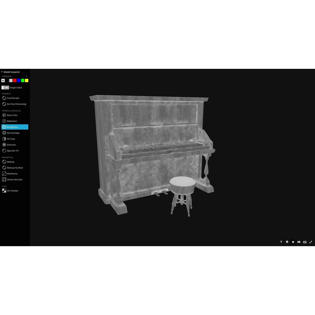 Western Piano 3D Model – Low Poly Game Ready Asset, FBX, Blender - View 11