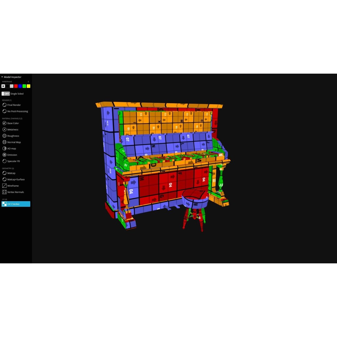Western Piano 3D Model – Low Poly Game Ready Asset, FBX, Blender - View 12