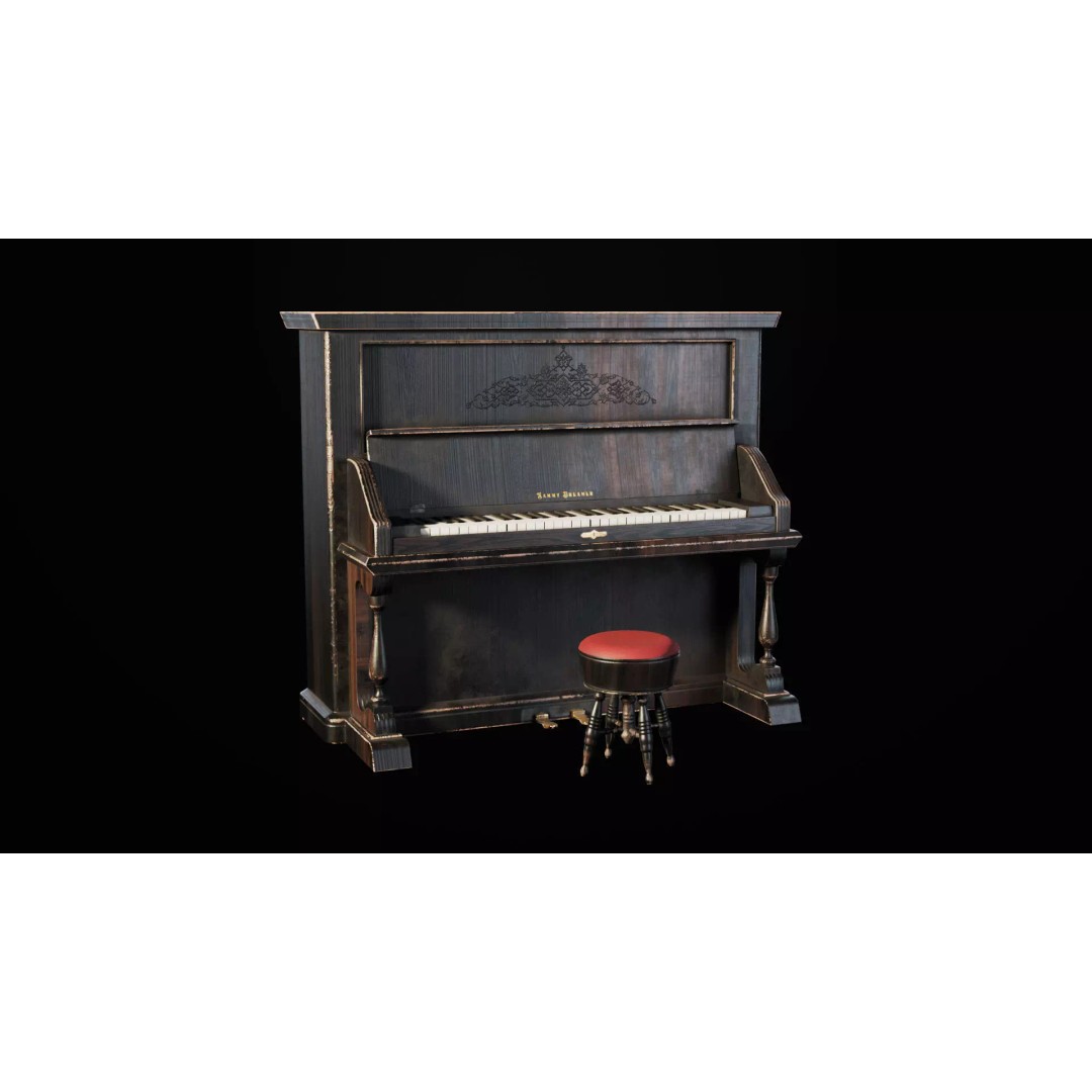 Western Piano 3D Model – Low Poly Game Ready Asset, FBX, Blender - View 2