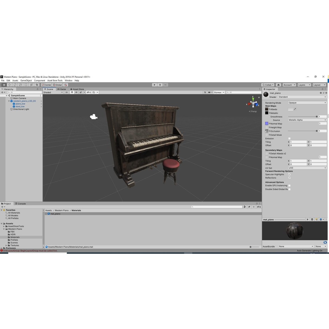 Western Piano 3D Model – Low Poly Game Ready Asset, FBX, Blender - View 5