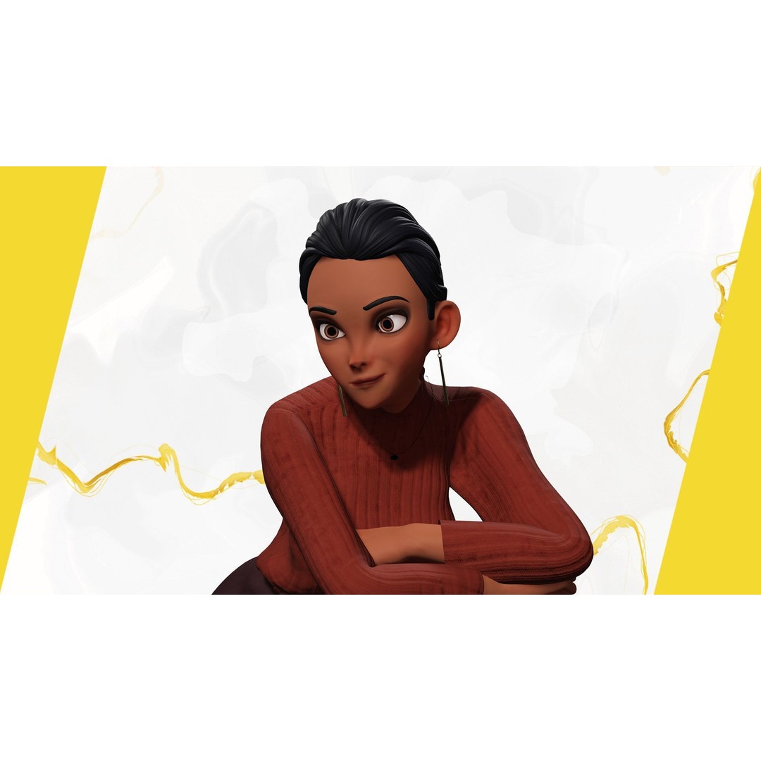Cartoon Woman 3D Model – Stylized Low-Poly Rigged Character for Animation - View 13