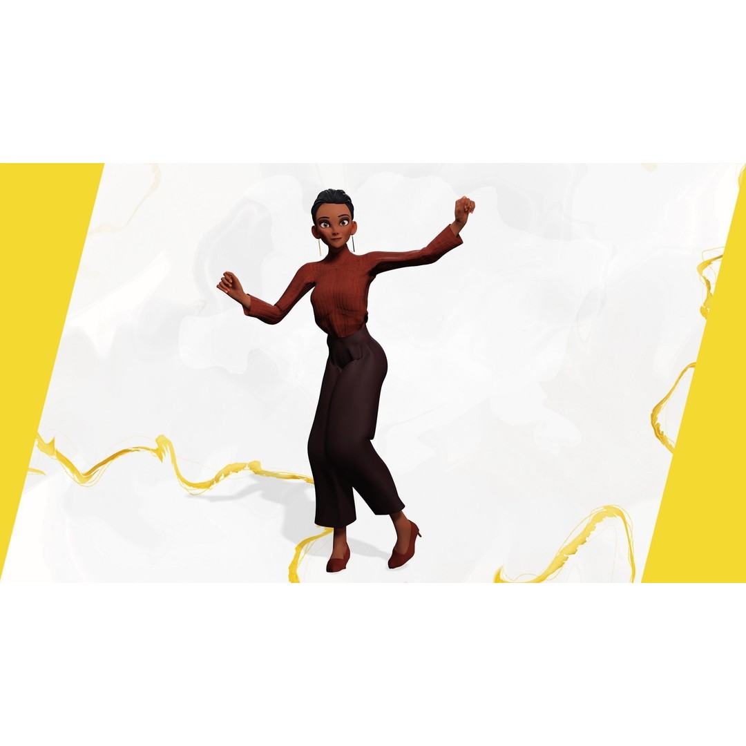 Cartoon Woman 3D Model – Stylized Low-Poly Rigged Character for Animation - View 15