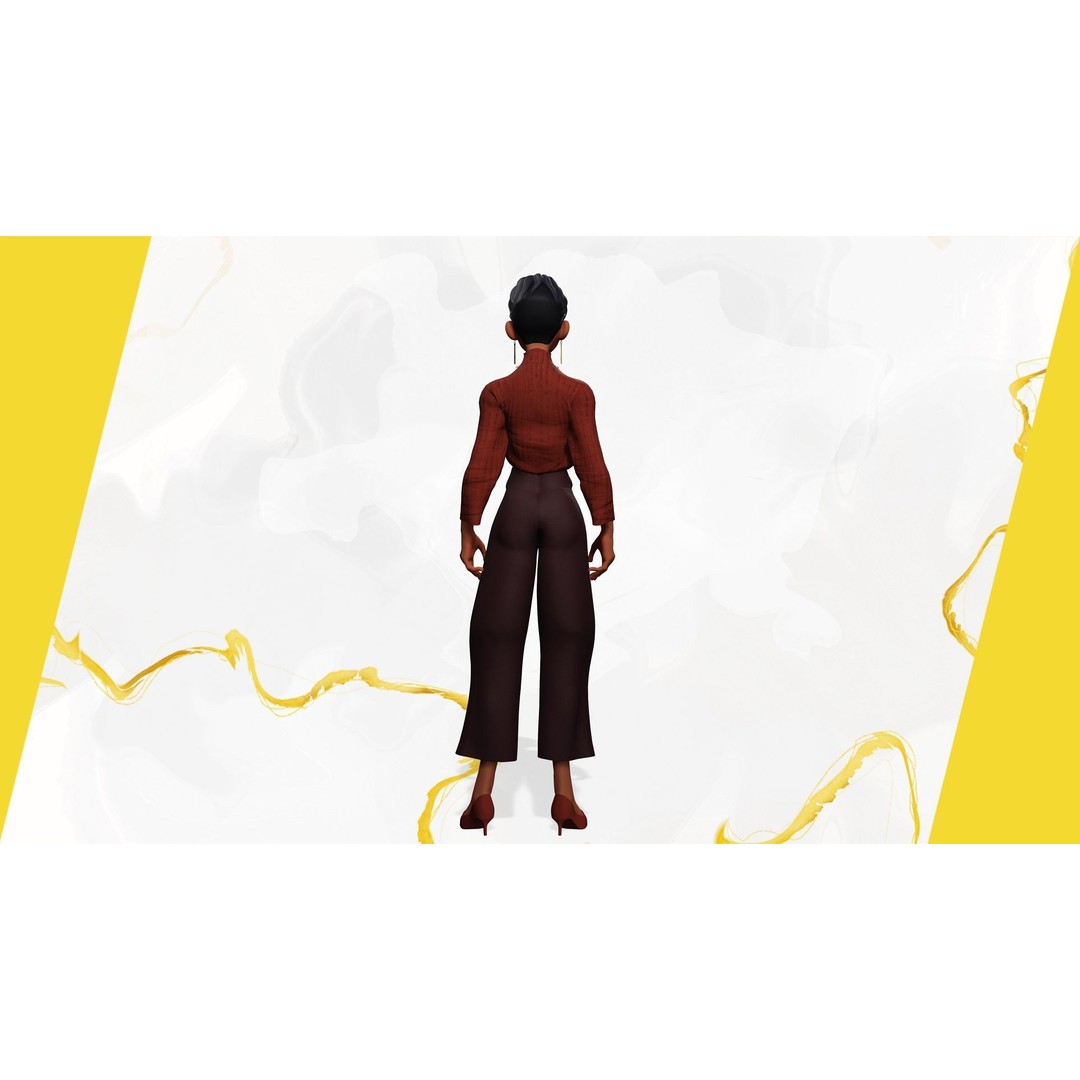 Cartoon Woman 3D Model – Stylized Low-Poly Rigged Character for Animation - View 16