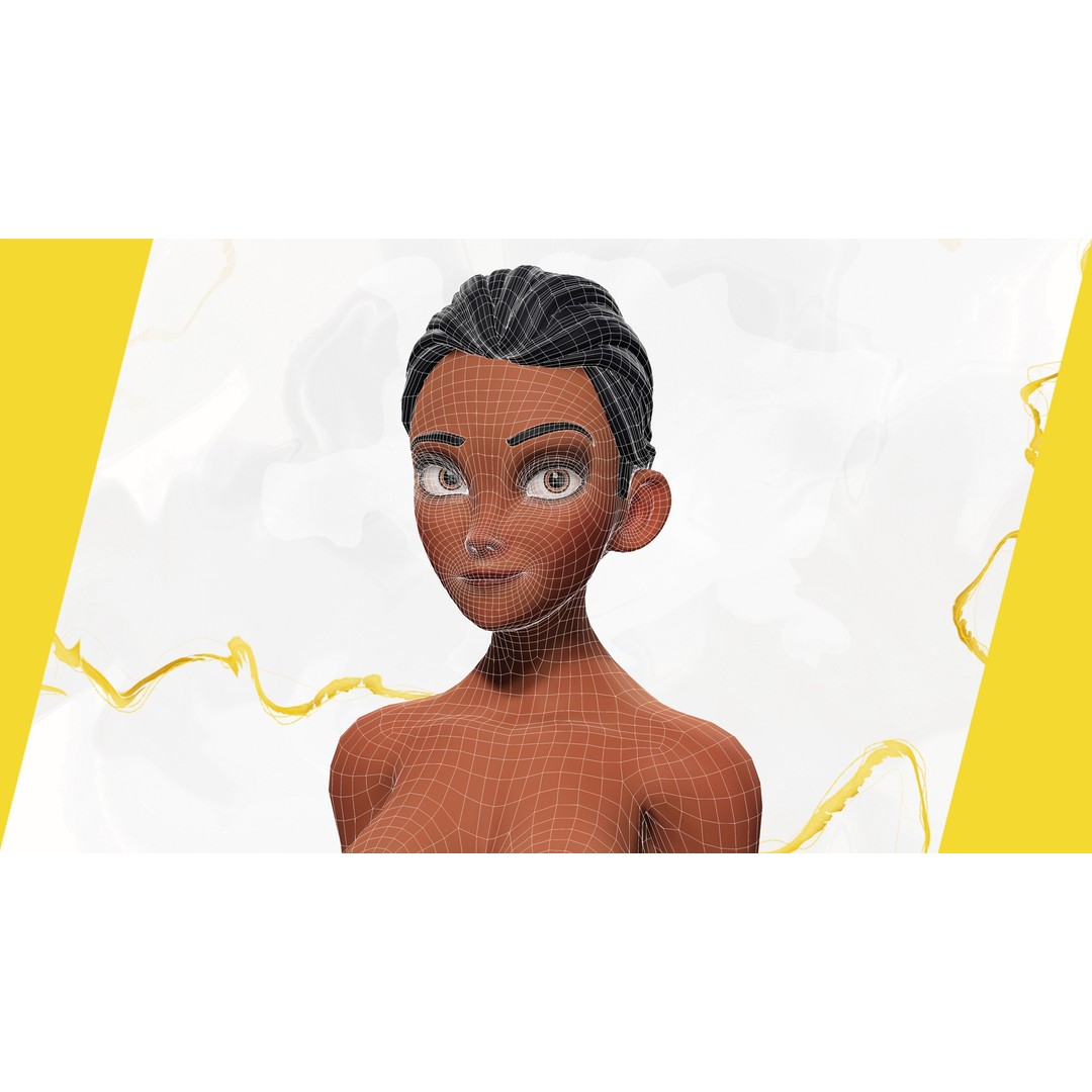 Cartoon Woman 3D Model – Stylized Low-Poly Rigged Character for Animation - View 17