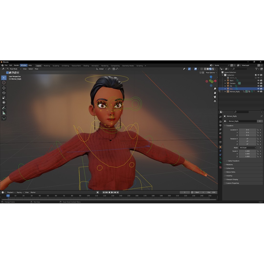 Cartoon Woman 3D Model – Stylized Low-Poly Rigged Character for Animation - View 19