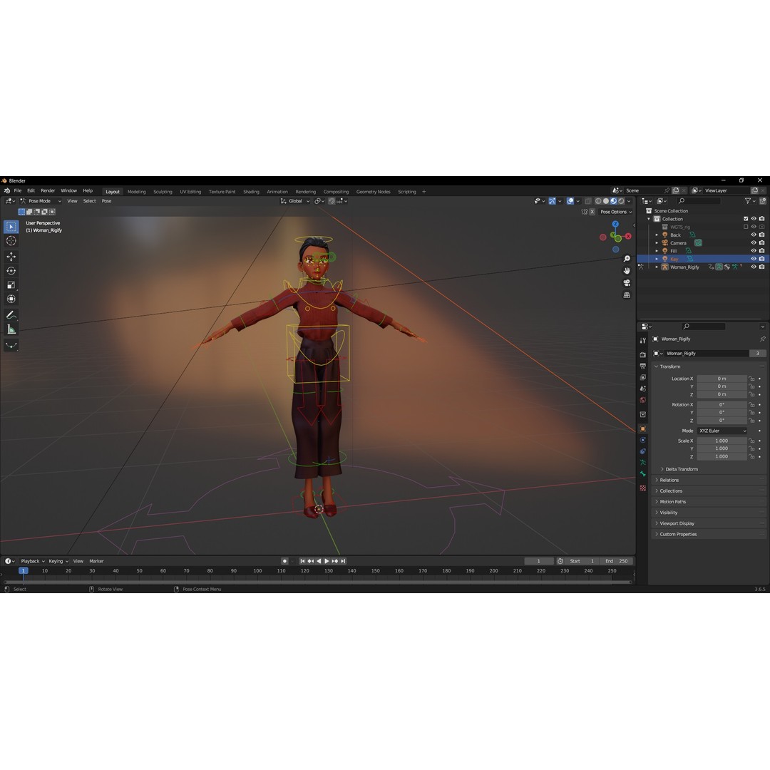 Cartoon Woman 3D Model – Stylized Low-Poly Rigged Character for Animation - View 20