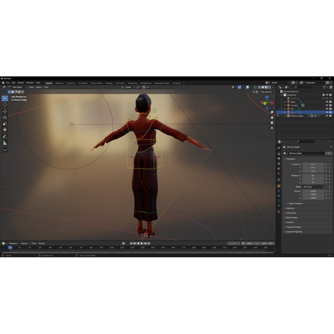 Cartoon Woman 3D Model – Stylized Low-Poly Rigged Character for Animation - View 21