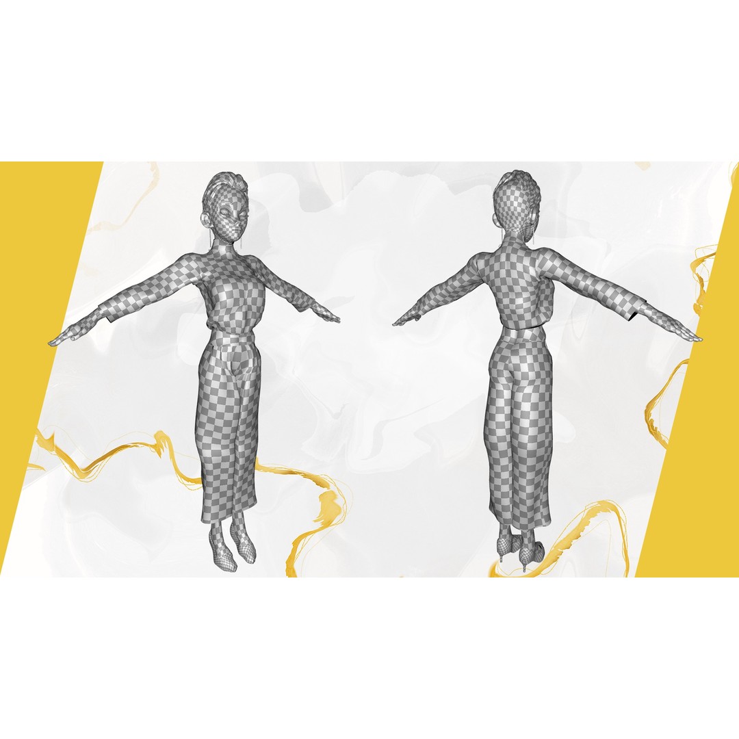 Cartoon Woman 3D Model – Stylized Low-Poly Rigged Character for Animation - View 29