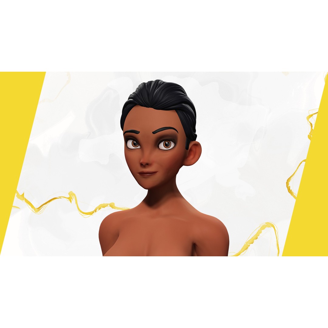 Cartoon Woman 3D Model – Stylized Low-Poly Rigged Character for Animation - View 5