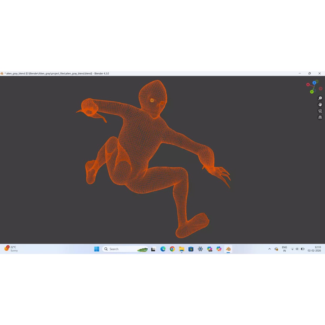 Voidspawn Krel Alien 3D Model – Low Poly Game Ready Creature, FBX