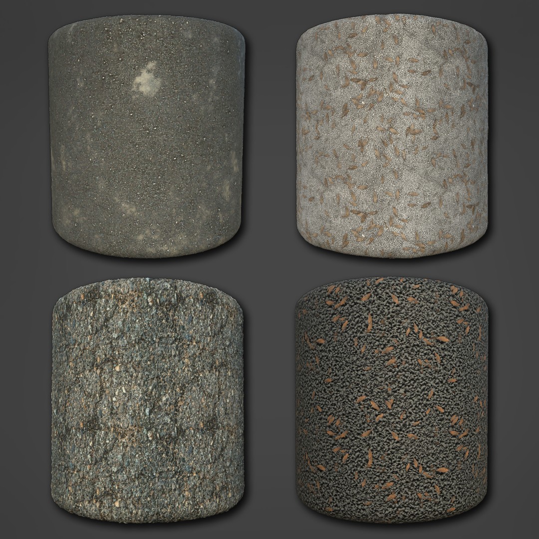 Road Materials 3D Model – High-Quality Textures Pack, PBR