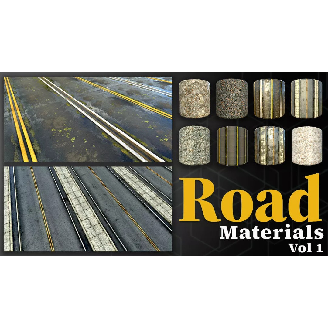 Road Materials 3D Model – High-Quality Textures Pack, PBR - View 2