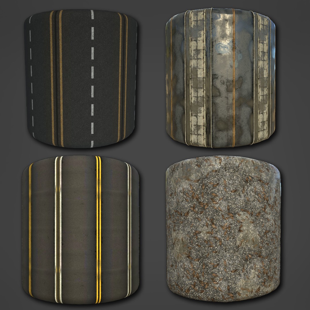 Road Materials 3D Model – High-Quality Textures Pack, PBR - View 28