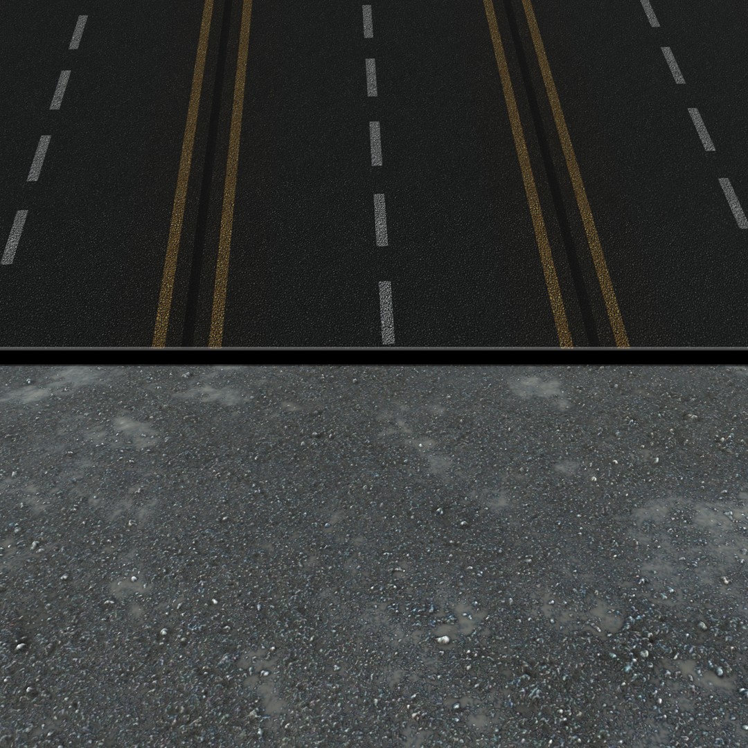 Road Materials 3D Model – High-Quality Textures Pack, PBR - View 8
