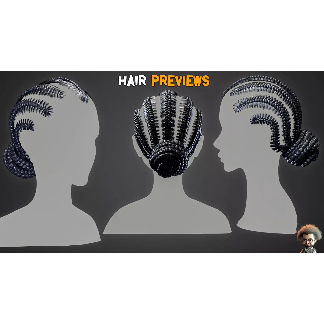 Real Hair 3D Model – Ultra-Realistic Low-Poly Game Asset, FBX, OBJ - View 3