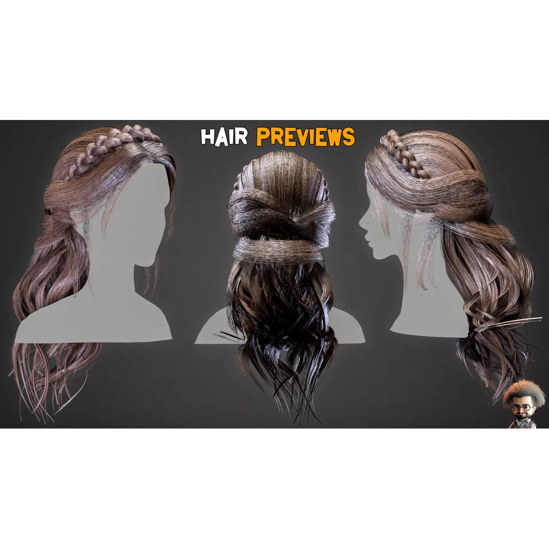 Real Hair 3D Model – Ultra-Realistic Low-Poly Game Asset, FBX, OBJ - View 4