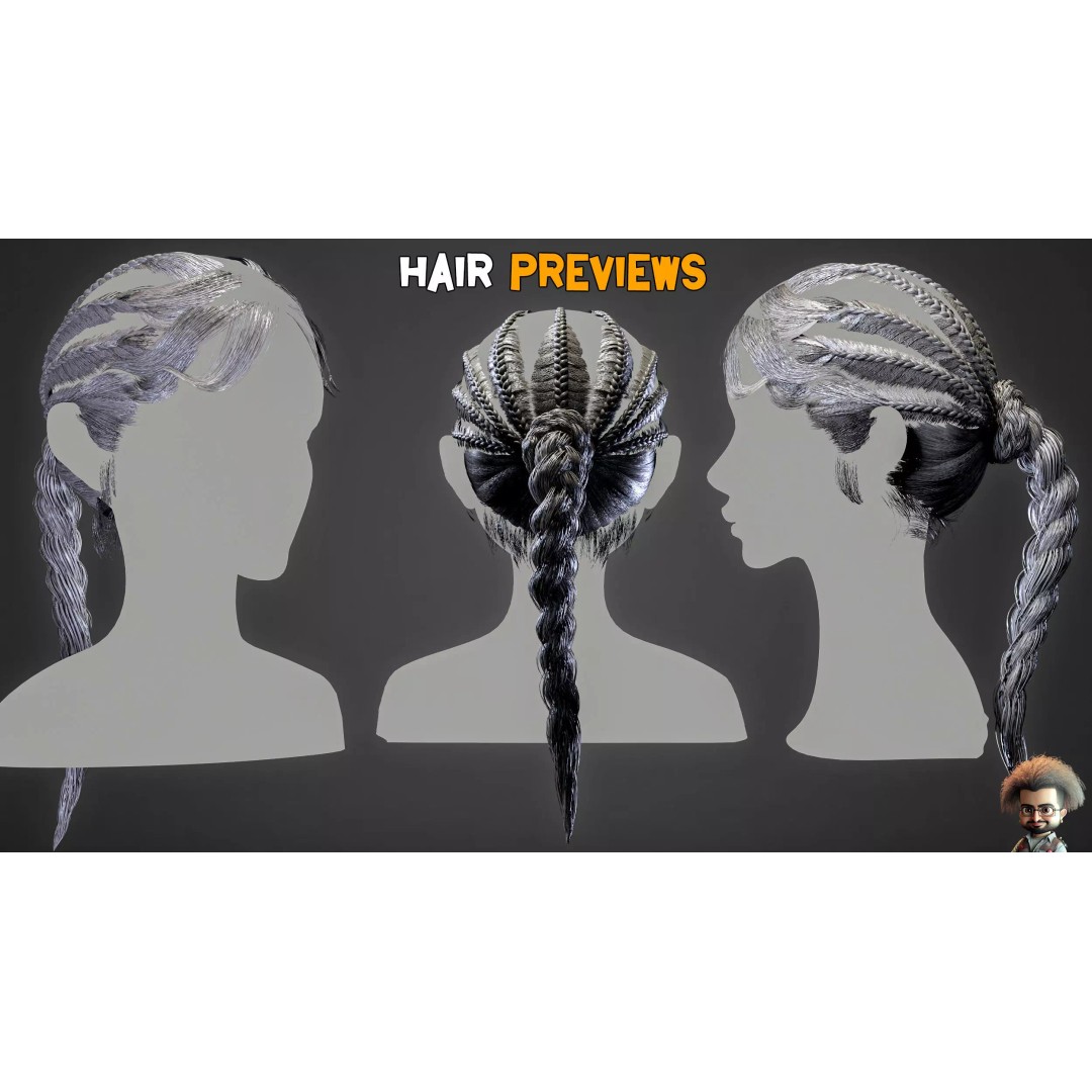 Real Hair 3D Model – Ultra-Realistic Low-Poly Game Asset, FBX, OBJ - View 5