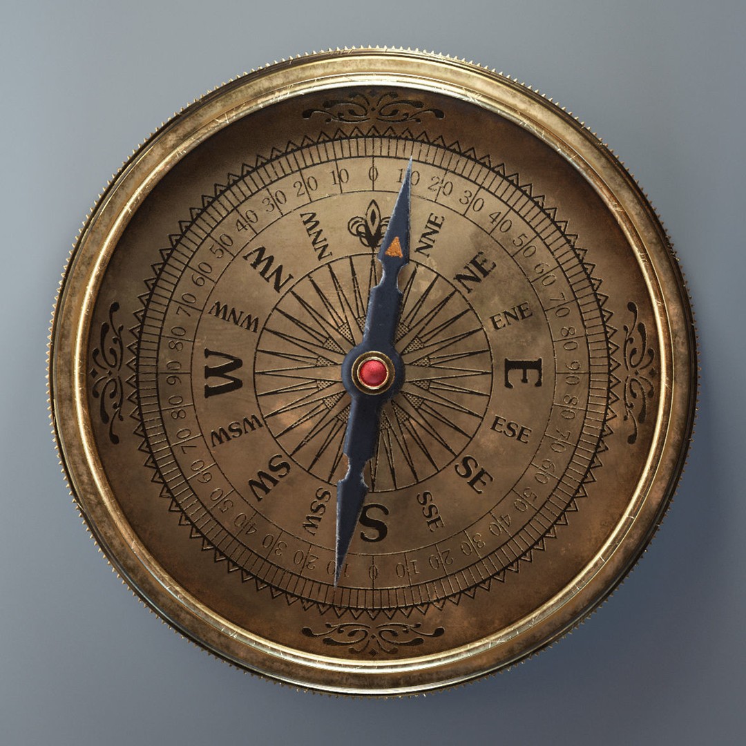 Vintage Brass Compass 3D Model – PBR Textured Asset for Visualization - View 12