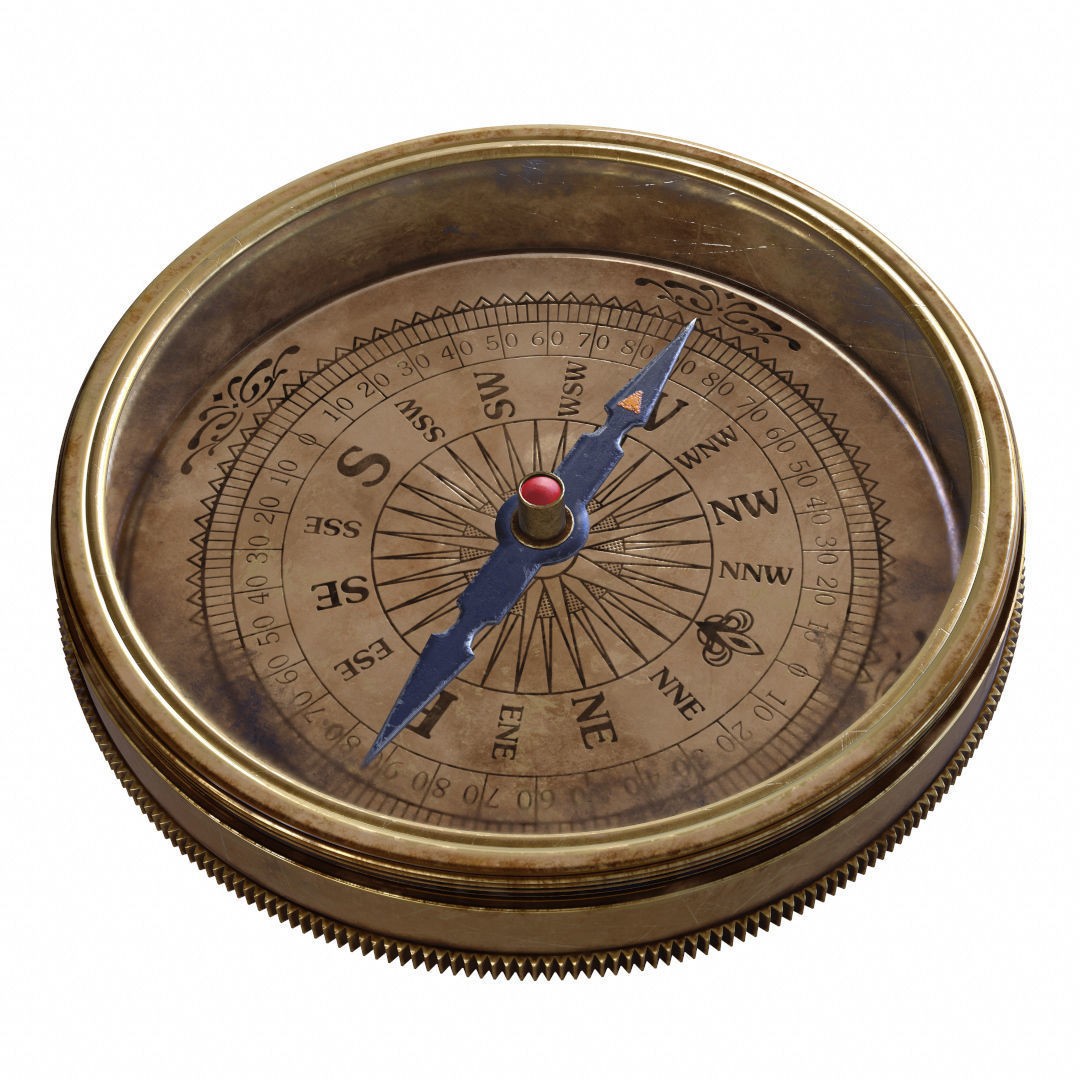 Vintage Brass Compass 3D Model – PBR Textured Asset for Visualization - View 5