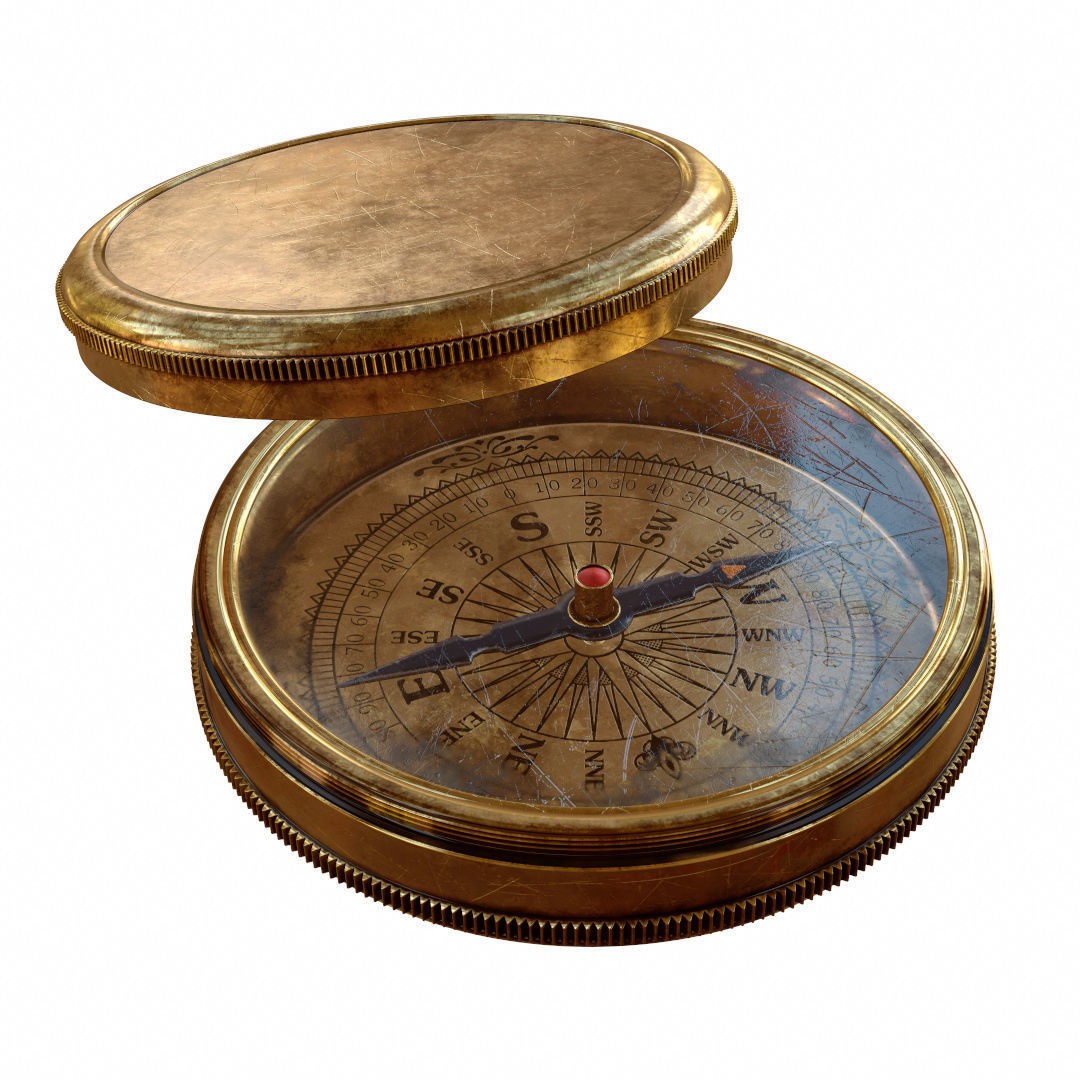 Vintage Brass Compass 3D Model – PBR Textured Asset for Visualization - View 6