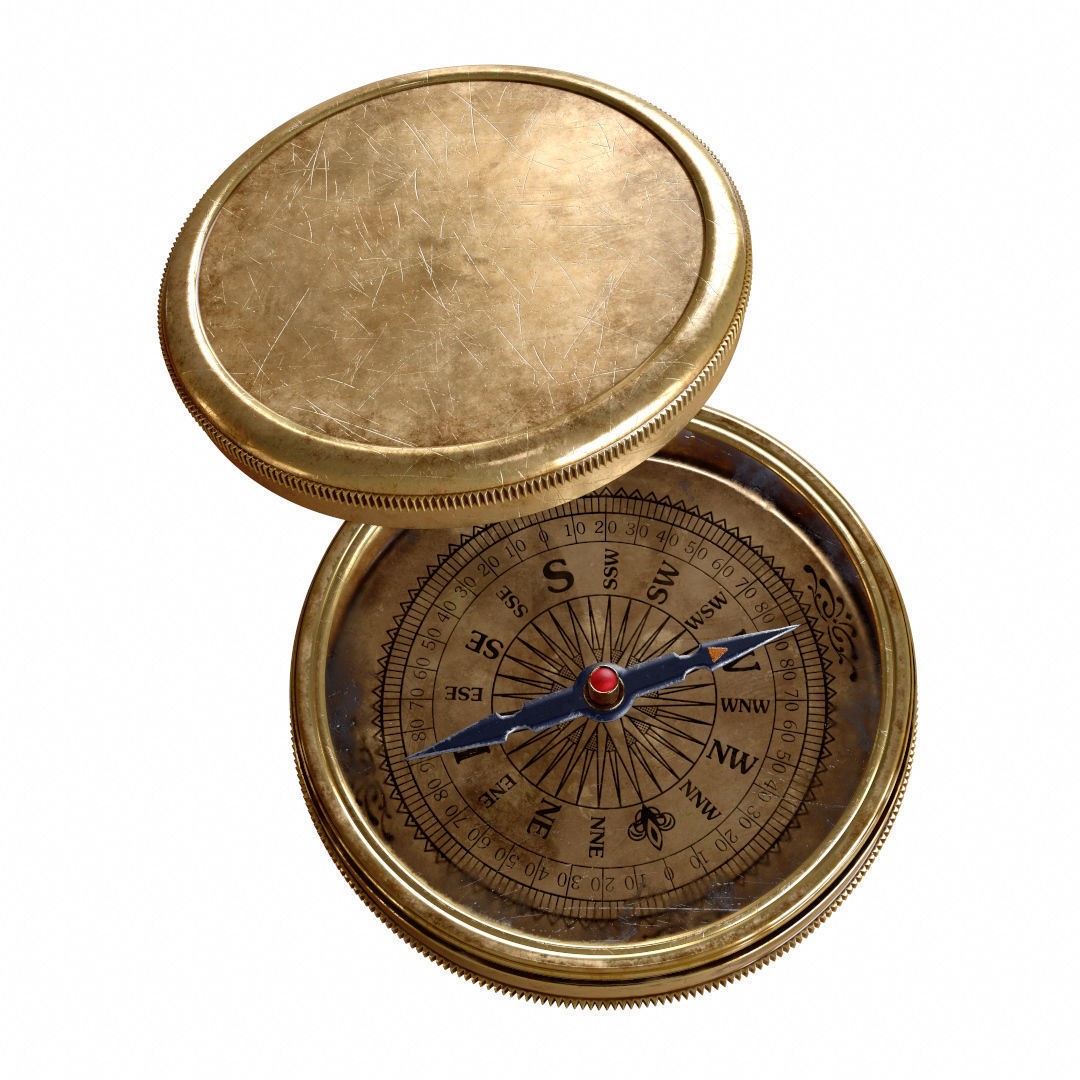 Vintage Brass Compass 3D Model – PBR Textured Asset for Visualization - View 7