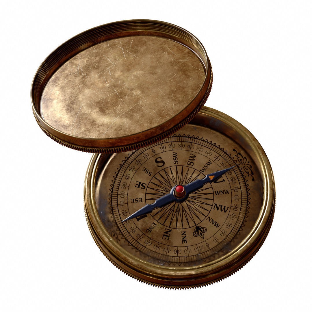 Vintage Brass Compass 3D Model – PBR Textured Asset for Visualization - View 8